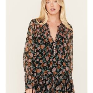 Free People Black and Orange Floral Maxi Dress